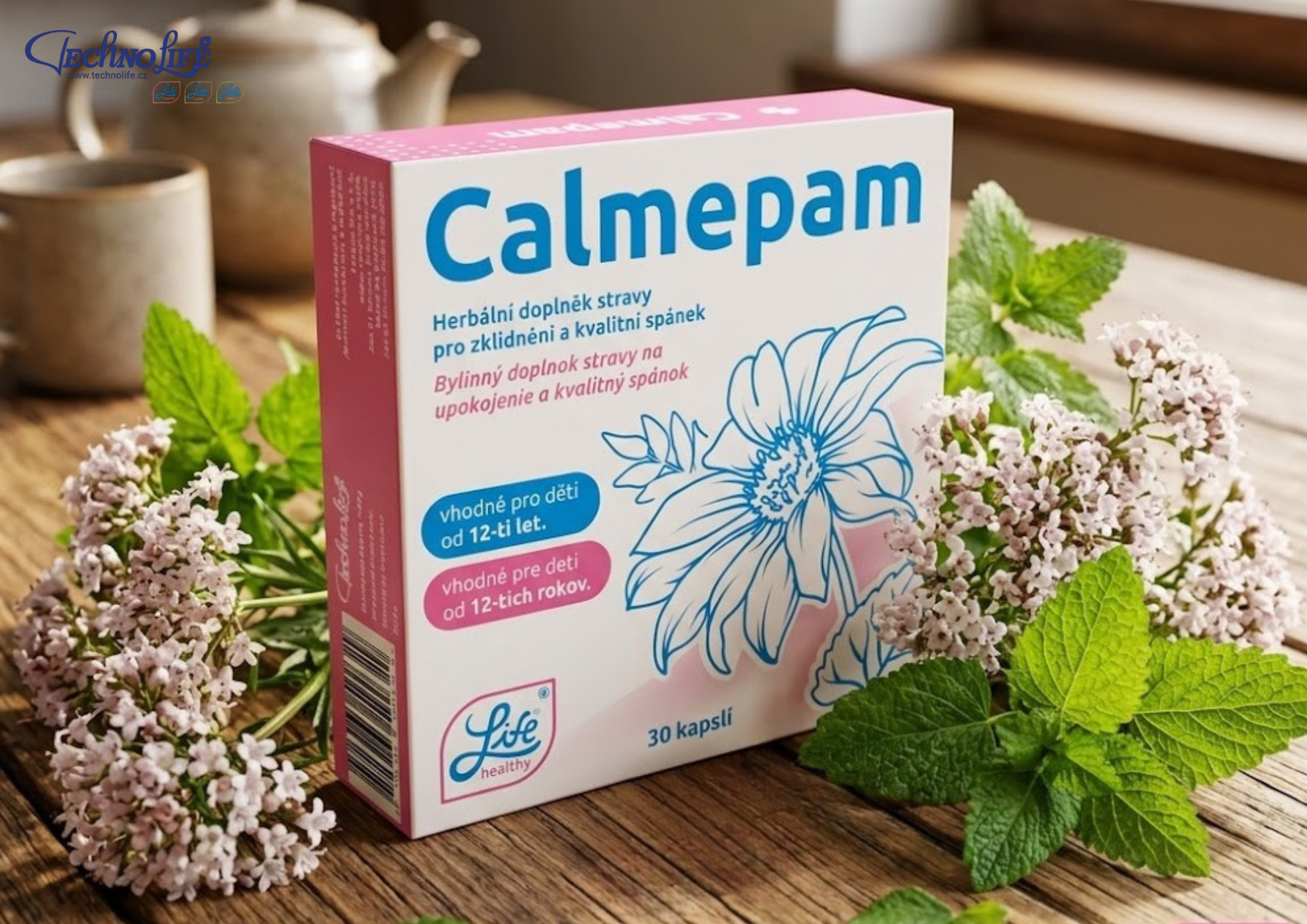 Calmepam: Bylinný základ, L-tryptofan a GABA v kapsli
